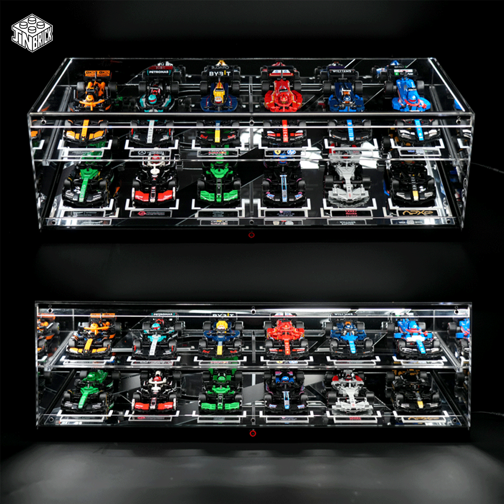 【Premium】Display Case For LEGO 12 Speed Champions F1 Race cars