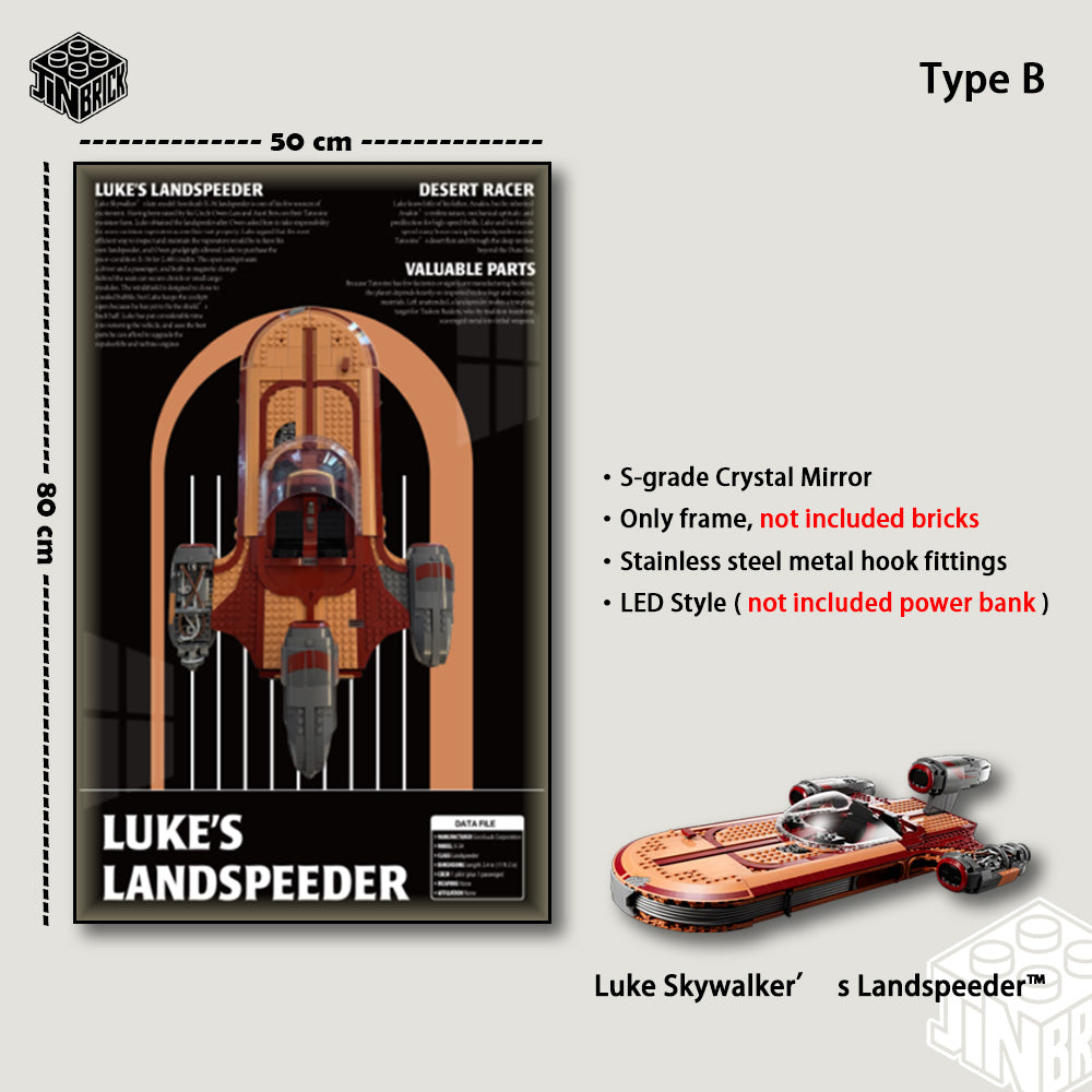Display Wall frame For LEGO® UCS 75341 Star Wars™ Luke Skywalker’s Landspeeder™