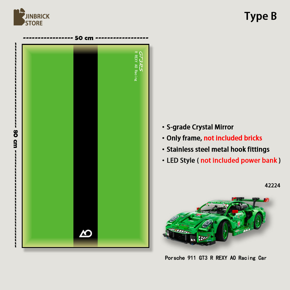 Display frame For Lego Technic 42224 Porsche 911 GT3 R REXY AO Racing Car