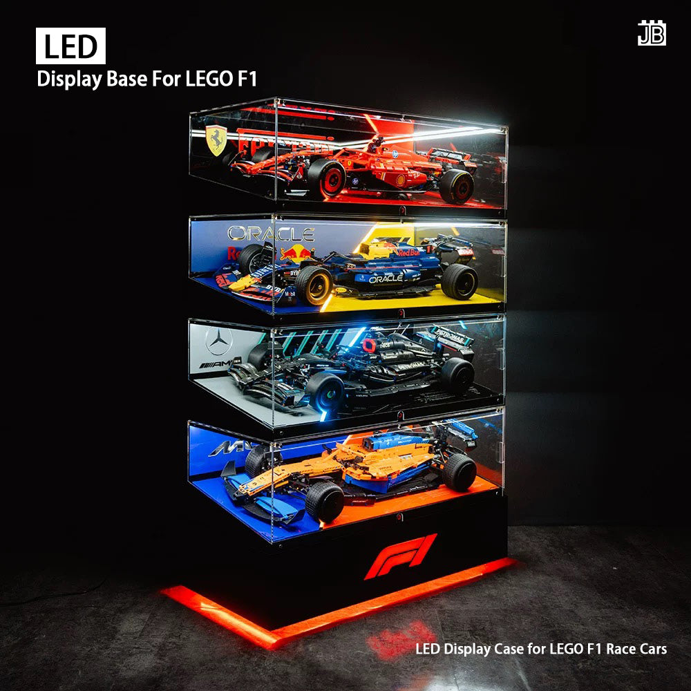 【Premium】LED Display Case for LEGO F1 Race Cars