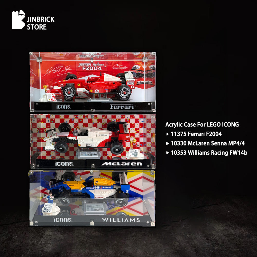 Acrylic Case For LEGO ICONG 11375 Ferrari F2004 & 10330 McLaren Senna MP4/4 & 10353 Williams Racing FW14b