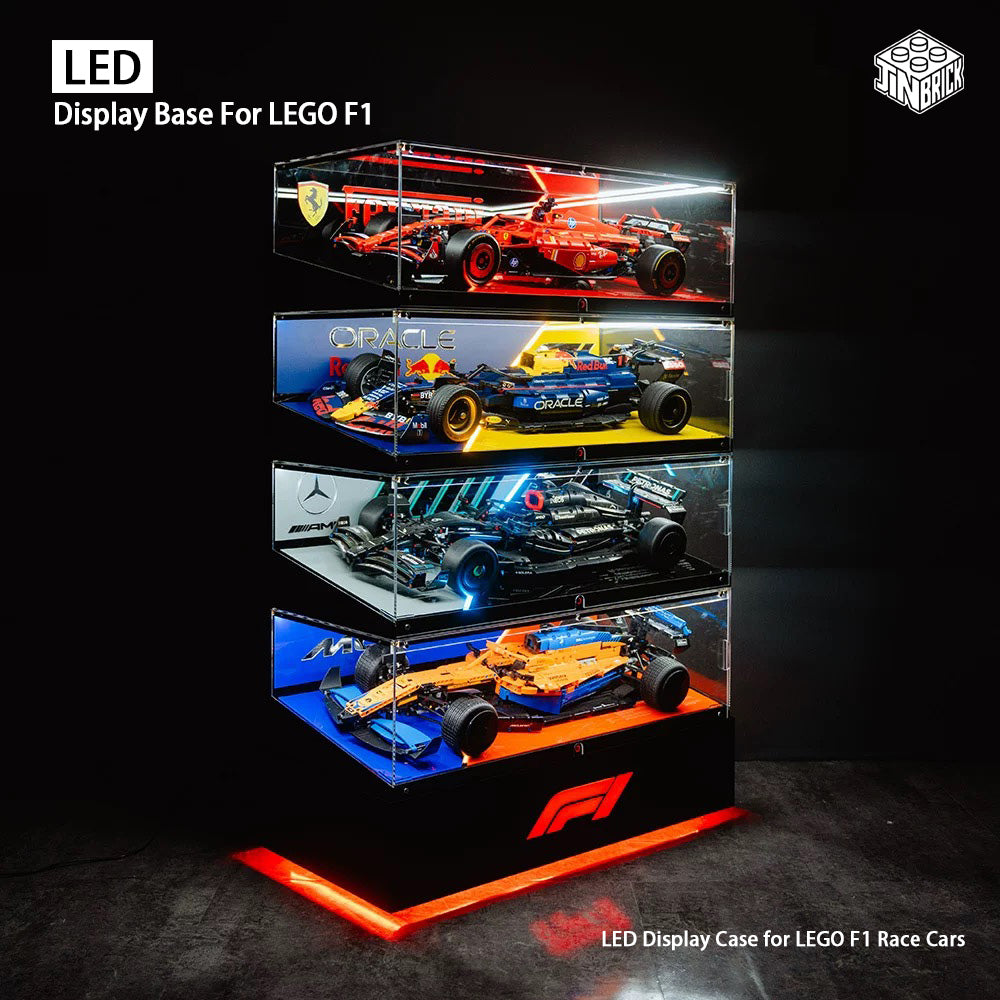 【Premium】LED Display Case for LEGO F1 Race Cars