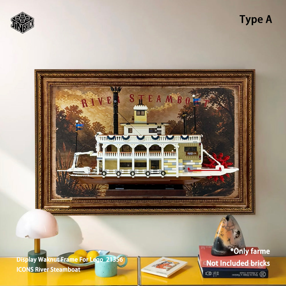 Premium Display Wood Frame For Lego  21356  ICONS River Steamboat