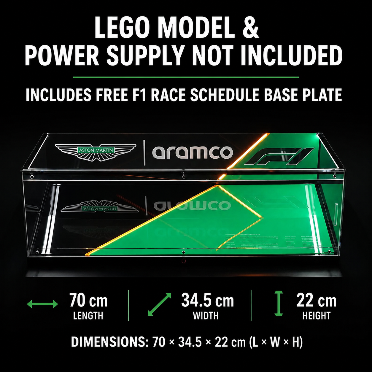【Premium】LED Display Case For Lego Technic™ 42240 Aston Martin Aramco AMR25 F1® Car
