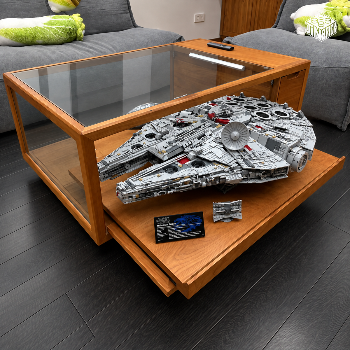 Premium Wooden Display Table for LEGO® 75192 Millennium Falcon