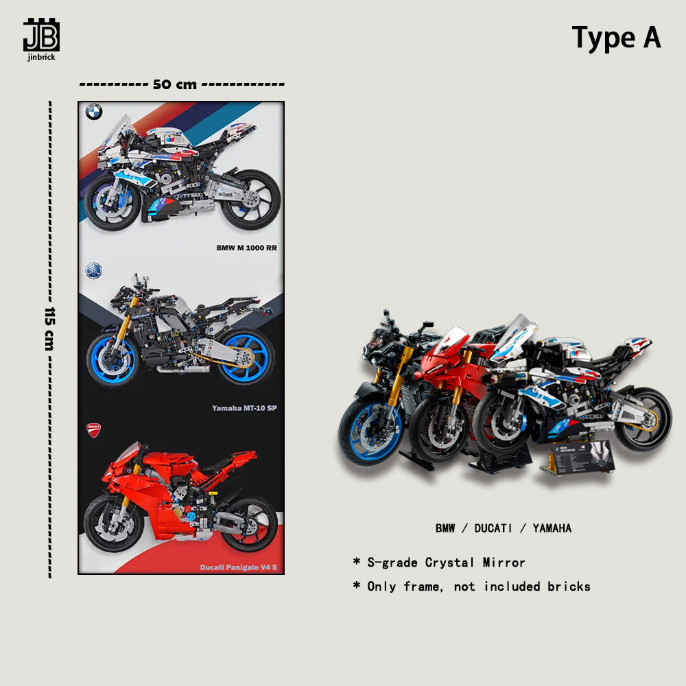 Big Wall Display Frame For LEGO® 42202 / 42159 / 42130 DUCATI / YAMAHA / BWM