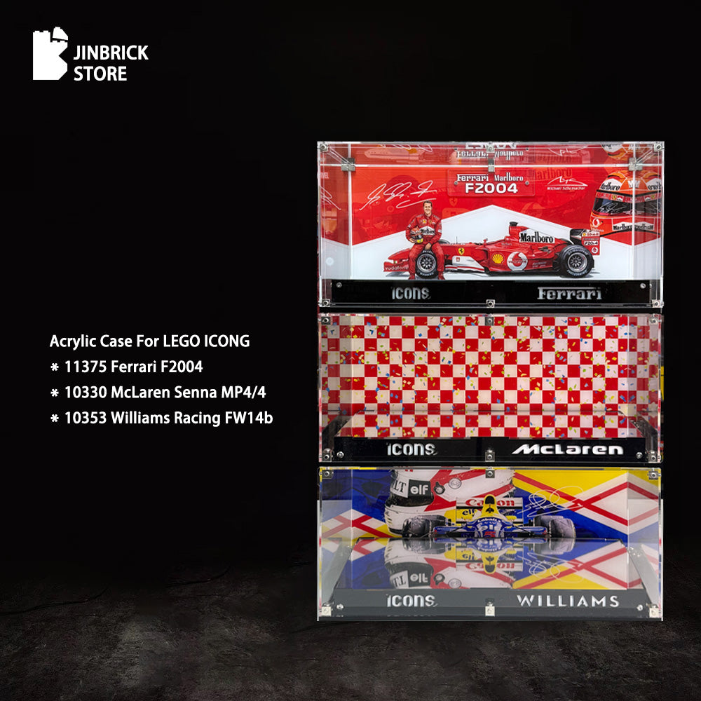 Acrylic Case For LEGO ICONG 11375 Ferrari F2004 & 10330 McLaren Senna MP4/4 & 10353 Williams Racing FW14b
