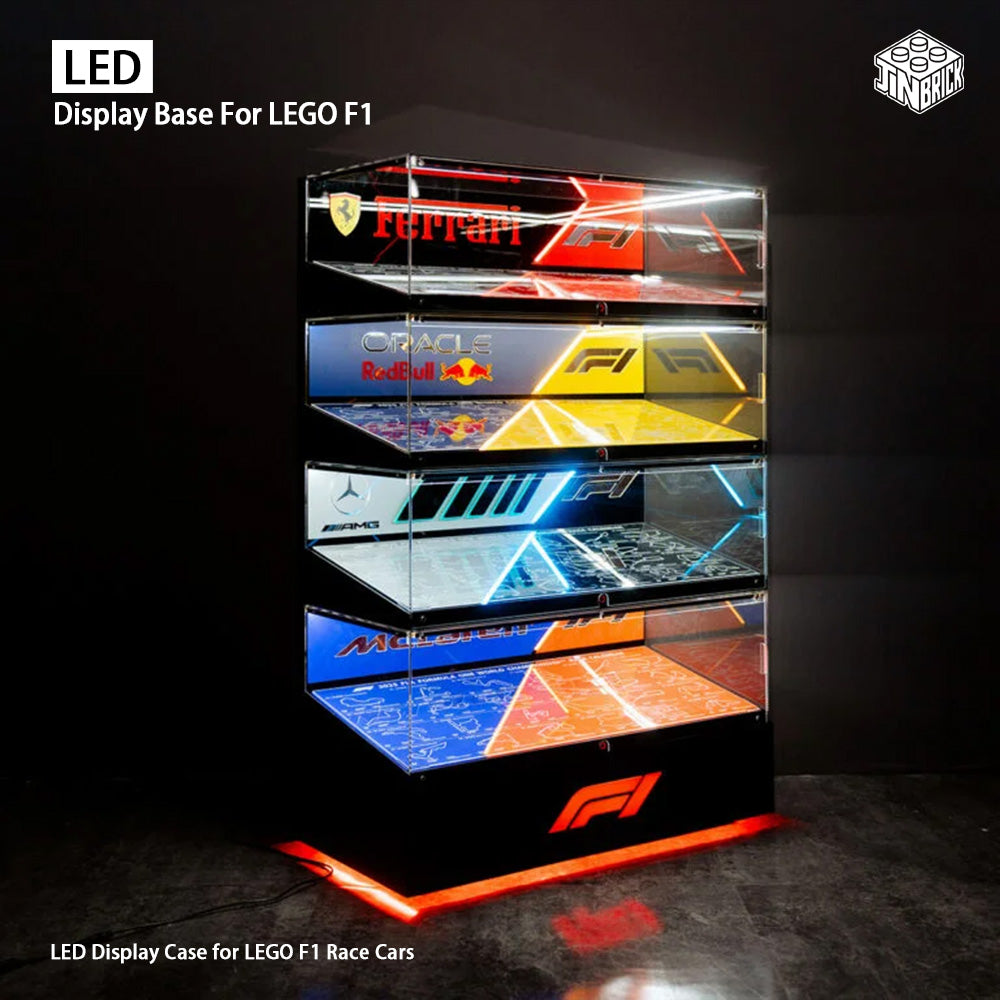 【Premium】LED Display Case for LEGO F1 Race Cars