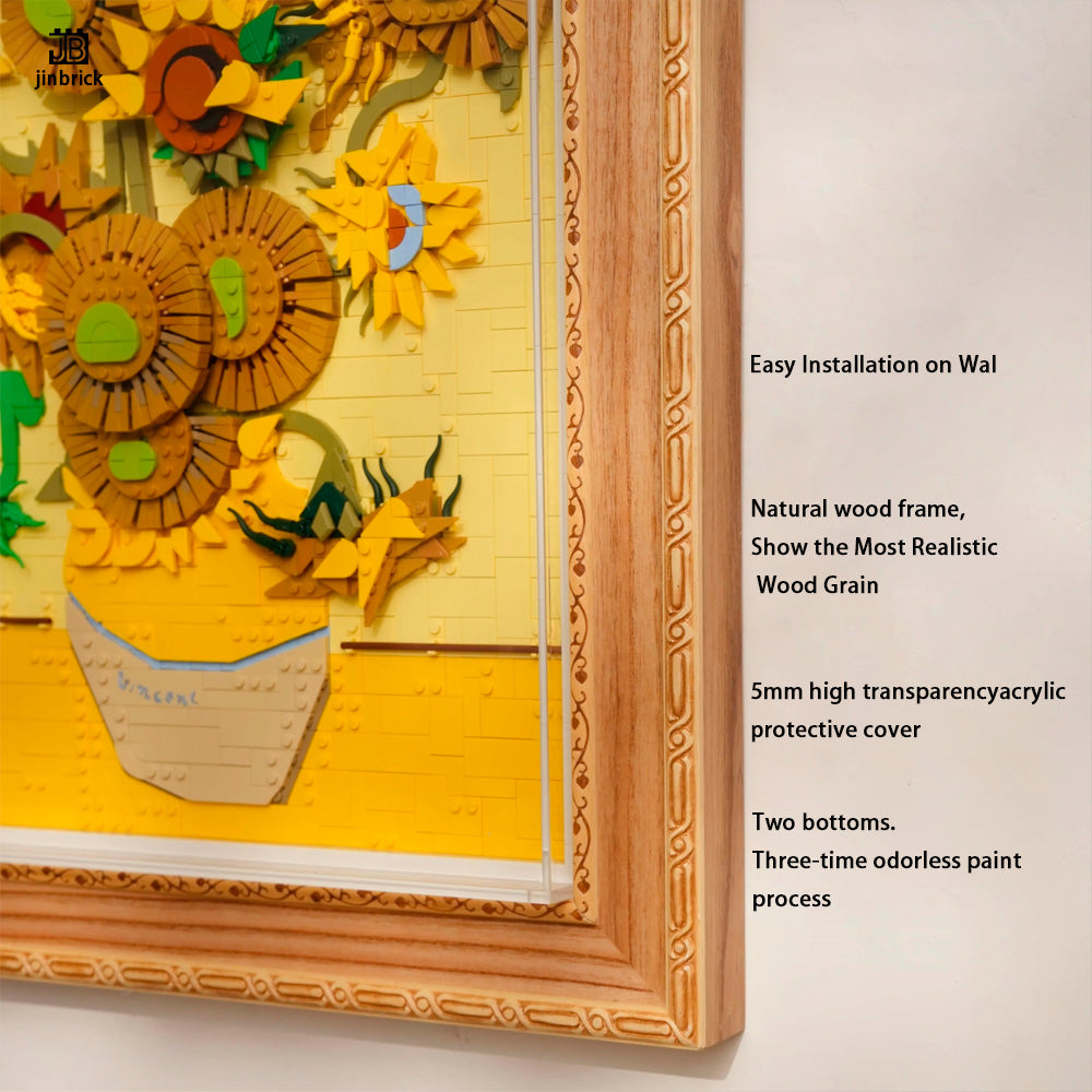 Solid Wood Acrylic Protective Frame For Lego 31215 Vincent van Gogh – Sunflowers