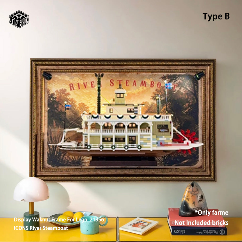 Premium Display Wood Frame For Lego  21356  ICONS River Steamboat
