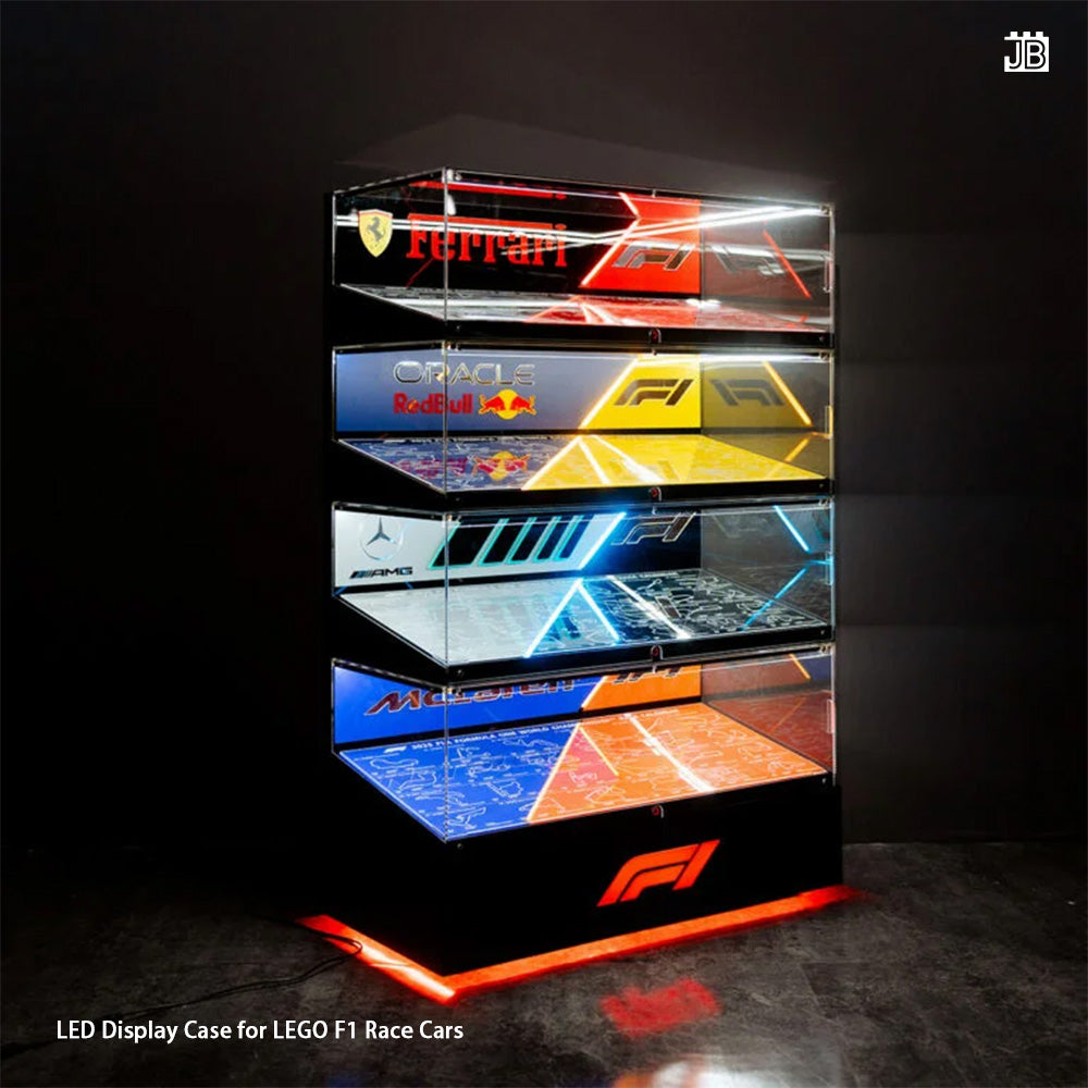 【Premium】LED Display Case for LEGO F1 Race Cars