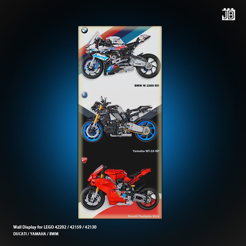 Big Wall Display Frame For LEGO® 42202 / 42159 / 42130 DUCATI / YAMAHA / BWM