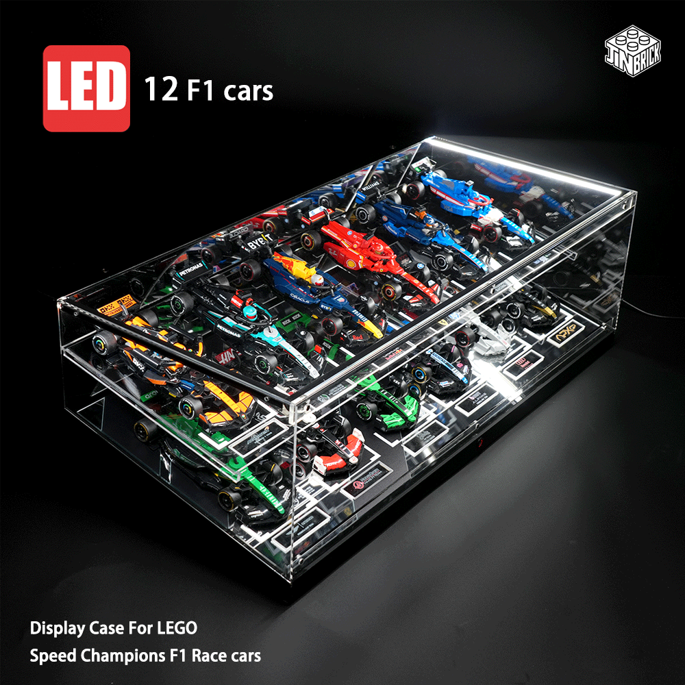 【Premium】Display Case For LEGO 12 Speed Champions F1 Race cars