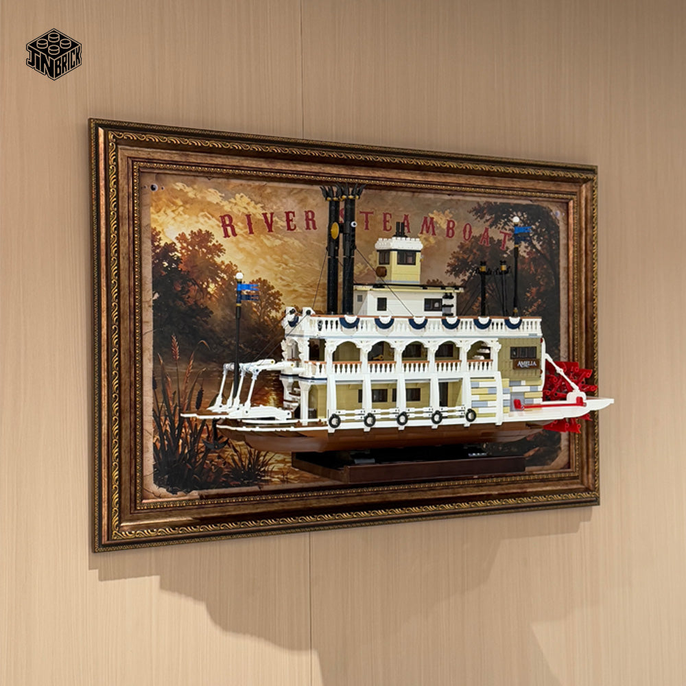 Premium Display Wood Frame For Lego  21356  ICONS River Steamboat