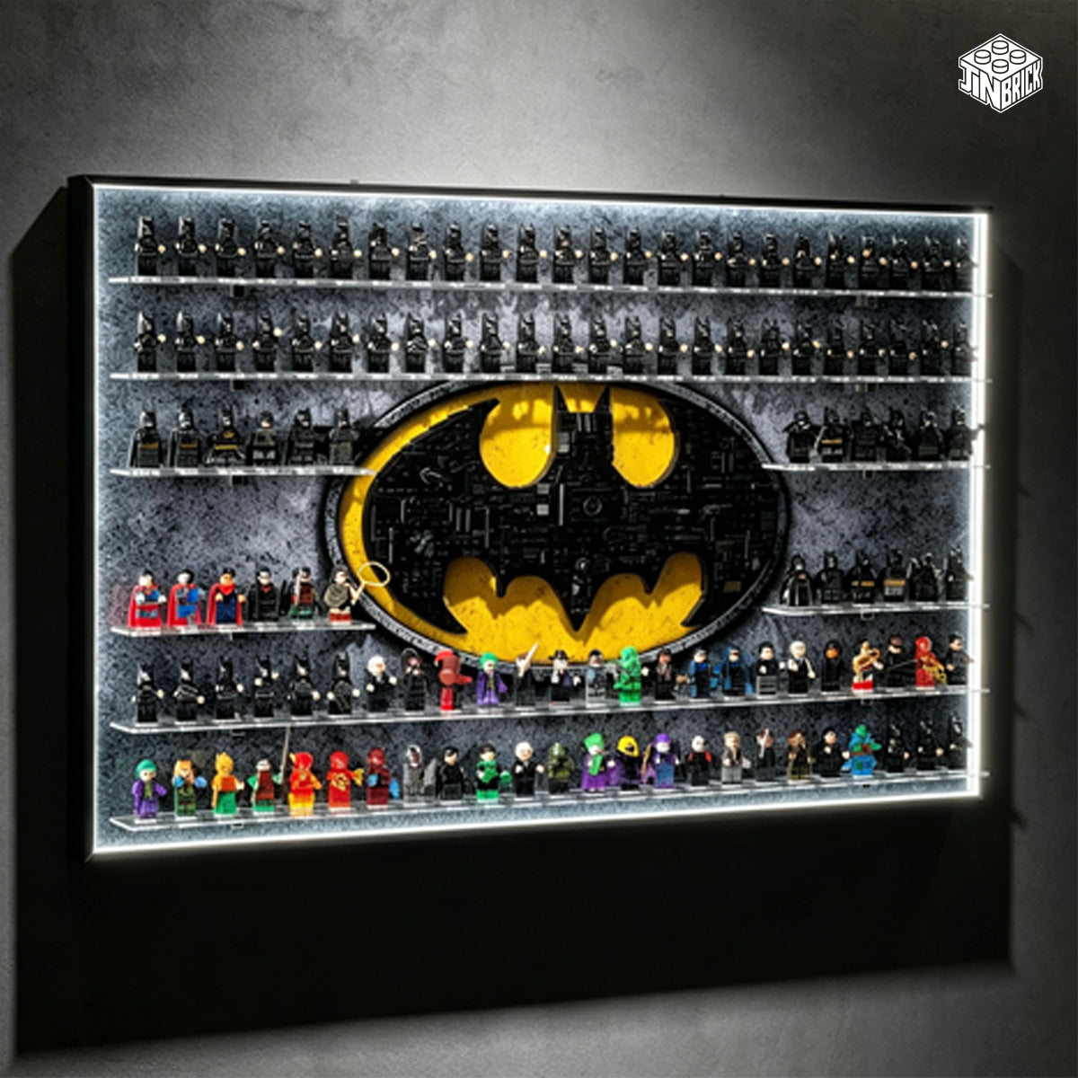 Wall mounted Display Case for LEGO Batman Brick-Built Logo & Batman Minifigure