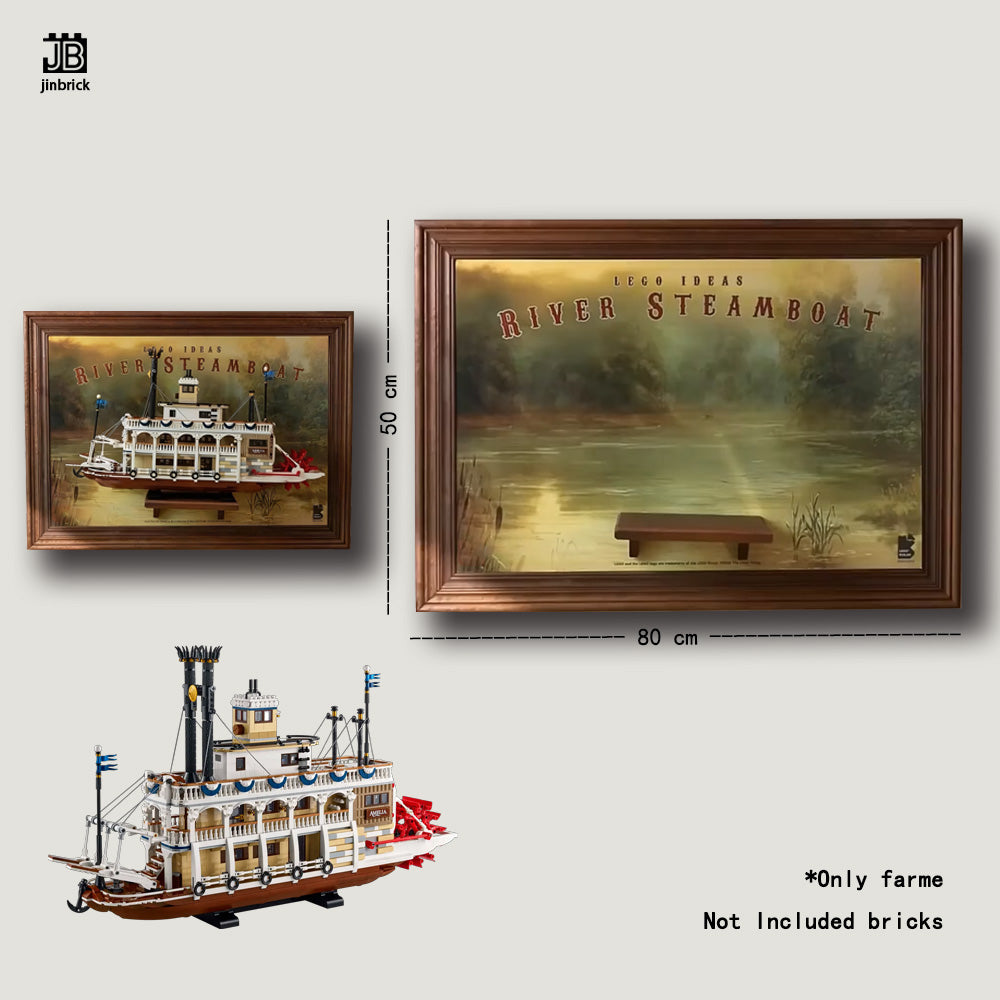Premium Display Waknut Frame For Lego  21356  ICONS River Steamboat