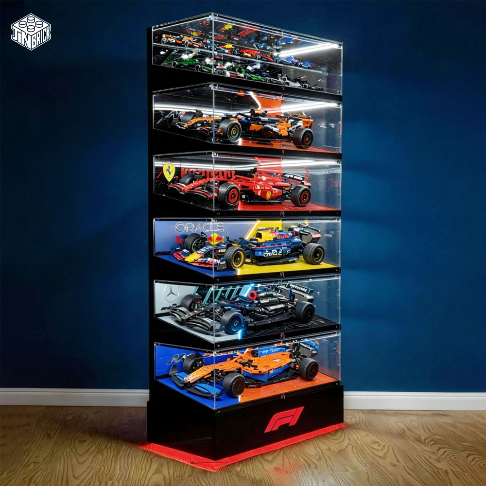 【Premium】Display Case For LEGO 12 Speed Champions F1 Race cars