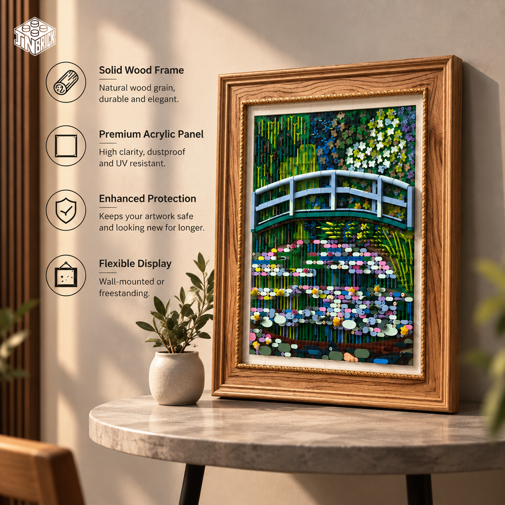 Solid Wood Display Frame for LEGO® Art 31220 Claude Monet – Bridge over a Pond of Water Lilies