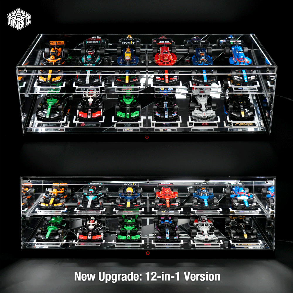 【Premium】Display Case For LEGO 12 Speed Champions F1 Race cars