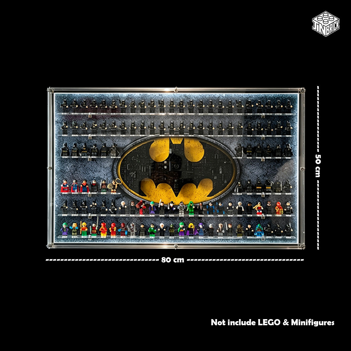 Wall mounted Display Case for LEGO Batman Brick-Built Logo & Batman Minifigure