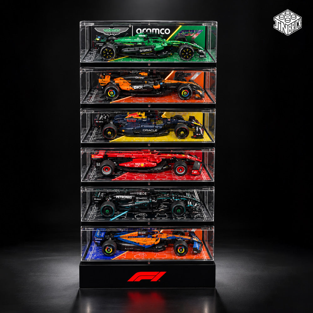 【Premium】LED Display Case for LEGO F1 Race Cars