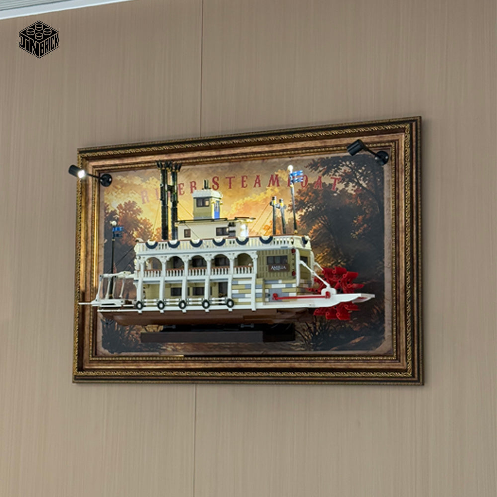 Premium Display Wood Frame For Lego  21356  ICONS River Steamboat