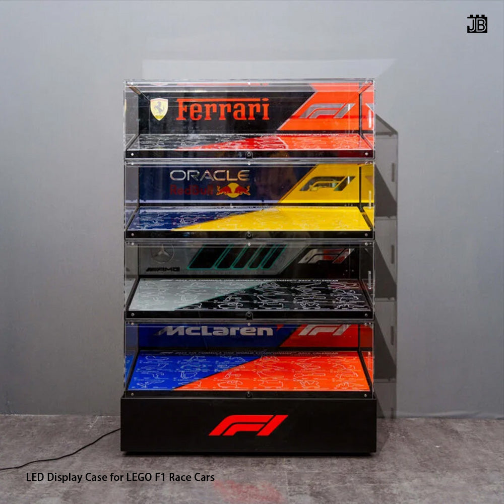 【Premium】LED Display Case for LEGO F1 Race Cars