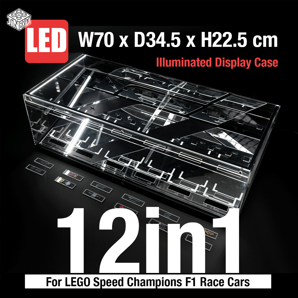 【Premium】Display Case For LEGO 12 Speed Champions F1 Race cars