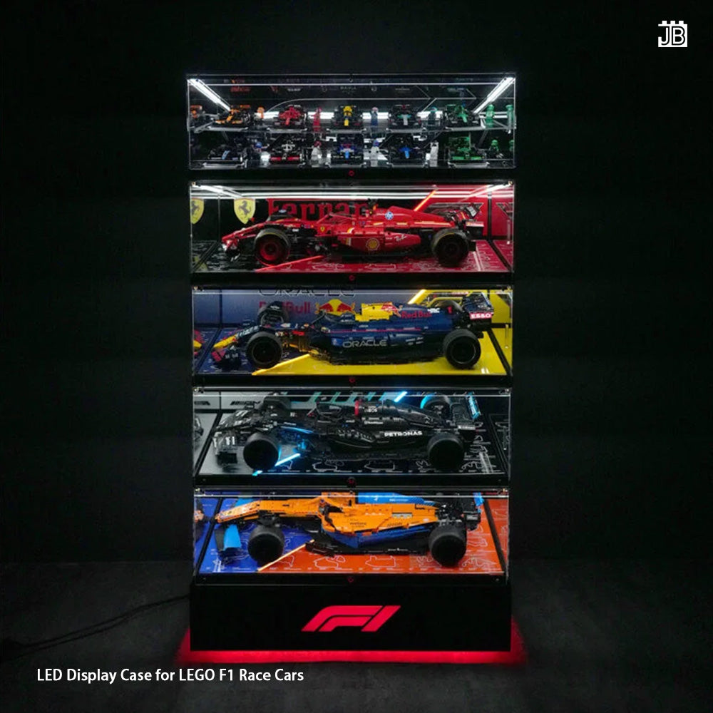 【Premium】LED Display Case for LEGO F1 Race Cars