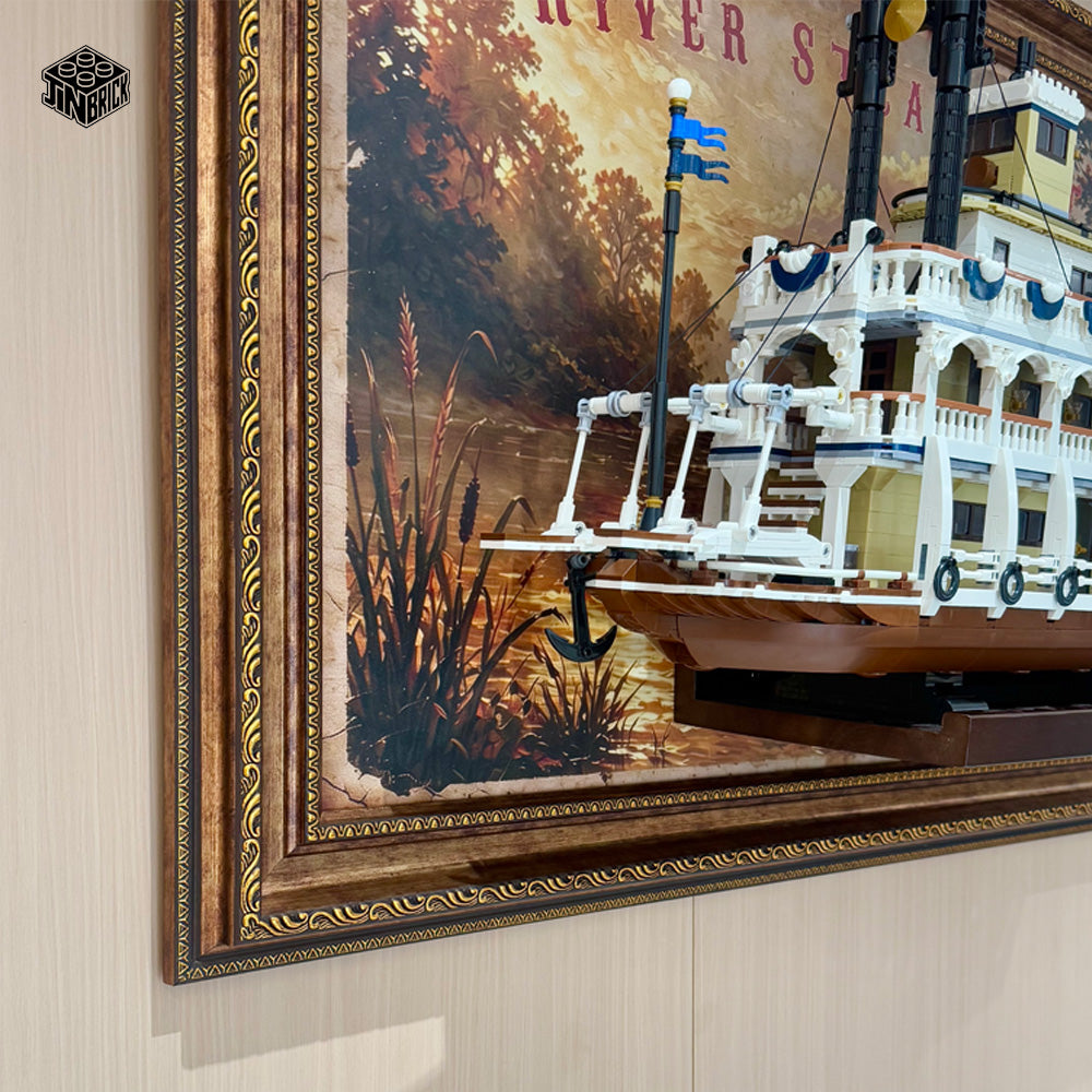 Premium Display Wood Frame For Lego  21356  ICONS River Steamboat