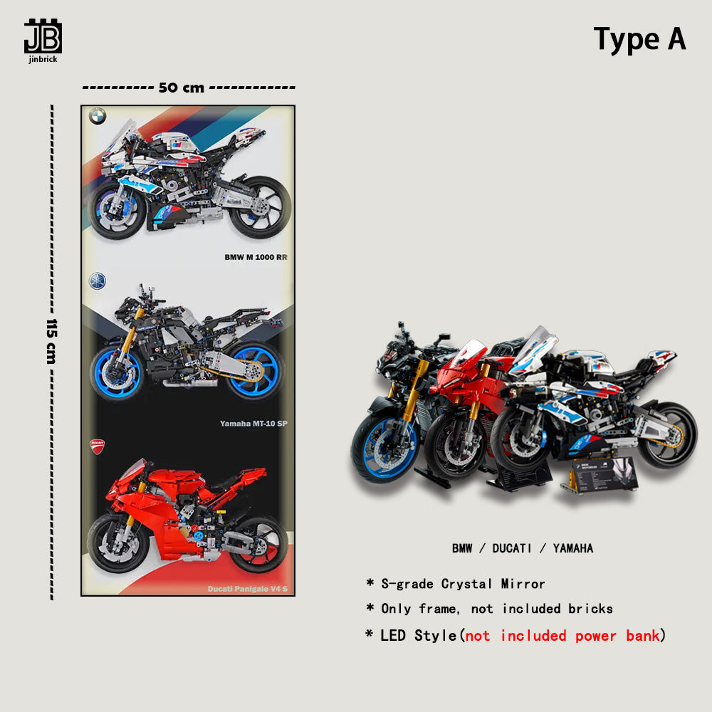 Big Wall Display Frame For LEGO® 42202 / 42159 / 42130 DUCATI / YAMAHA / BWM