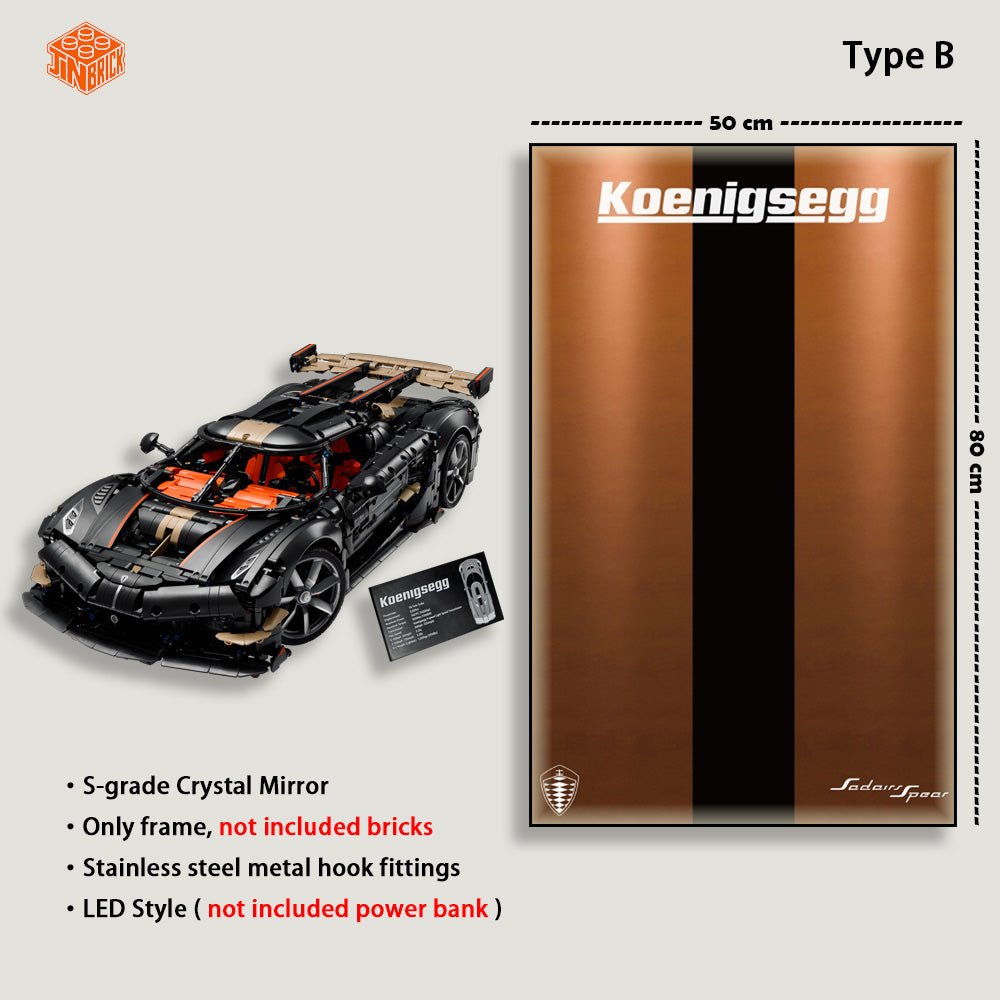 Wall Display frame For Lego Technic™ 42232 Koenigsegg Sadair's Spear Megacar