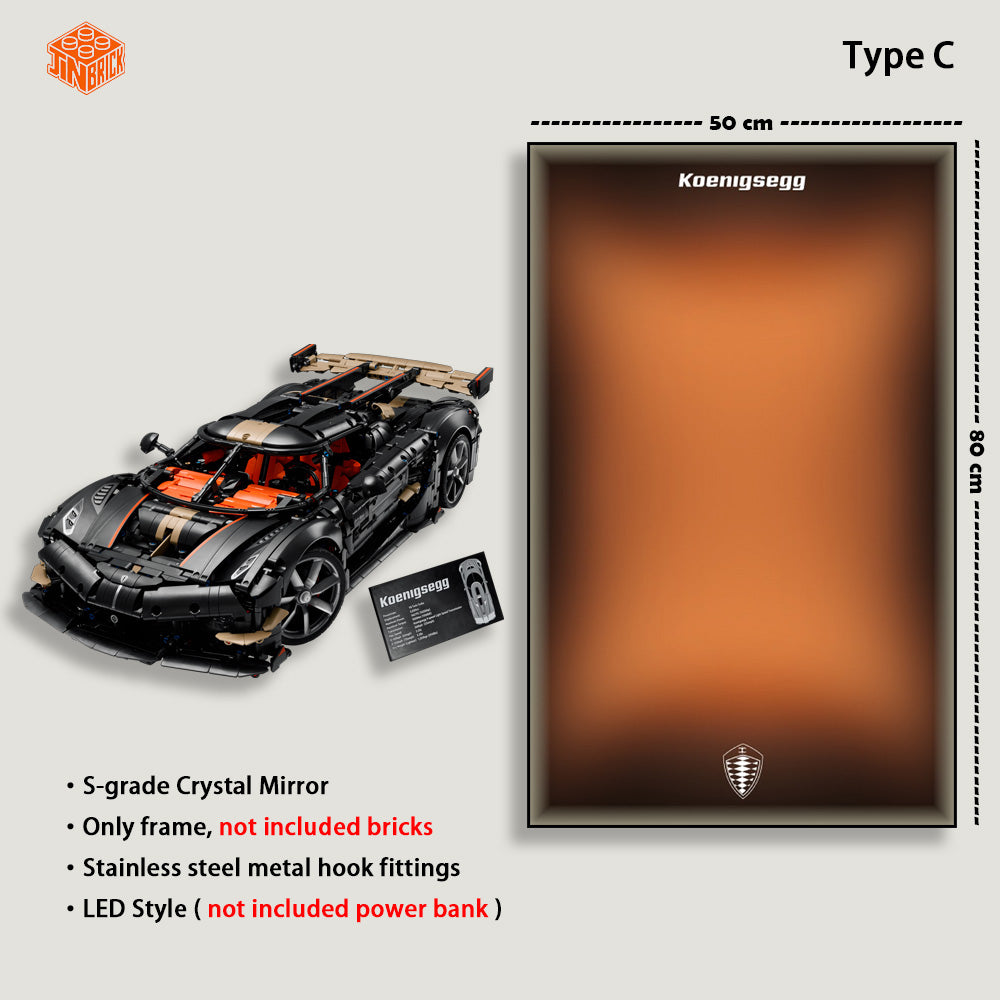 Wall Display frame For Lego Technic™ 42232 Koenigsegg Sadair's Spear Megacar