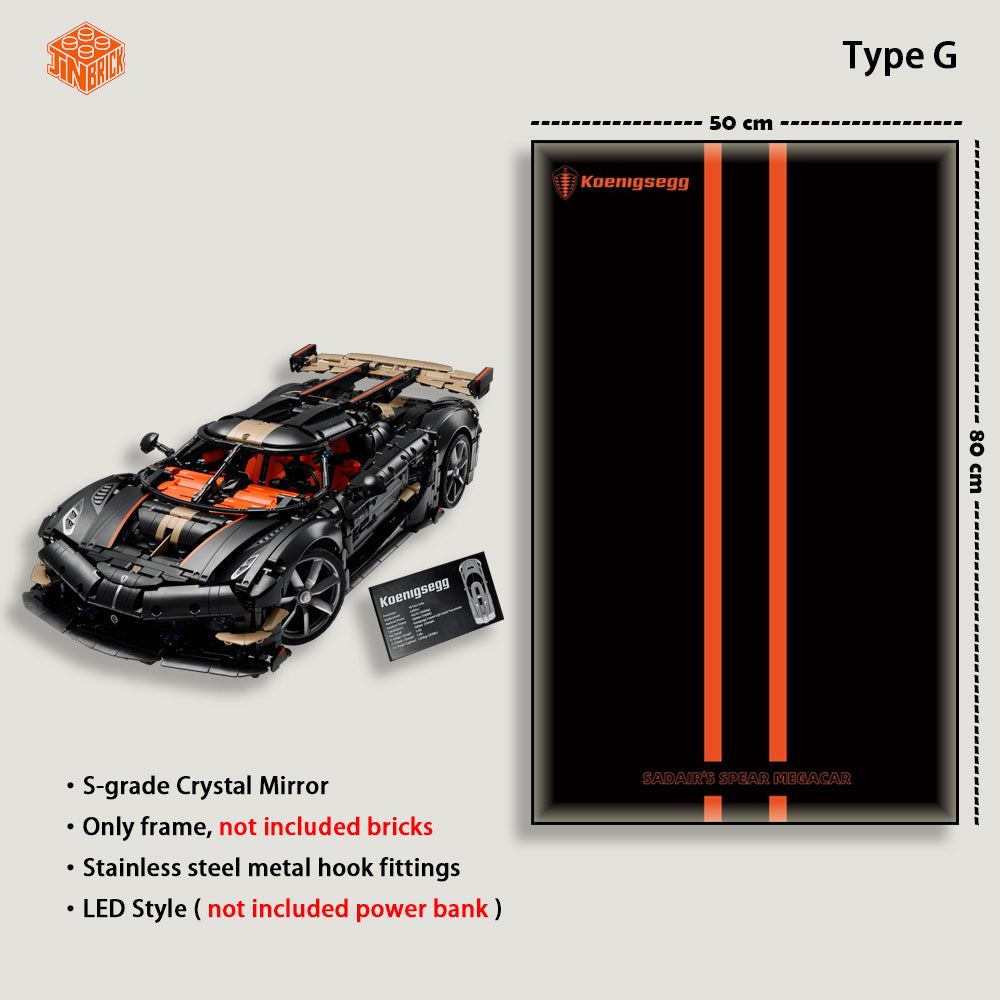 Wall Display frame For Lego Technic™ 42232 Koenigsegg Sadair's Spear Megacar