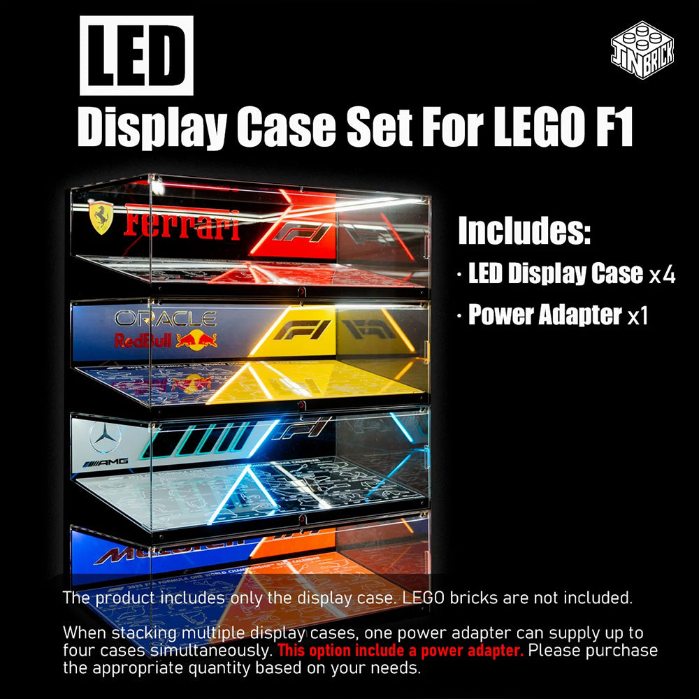 【Premium】LED Display Case for LEGO F1 Race Cars