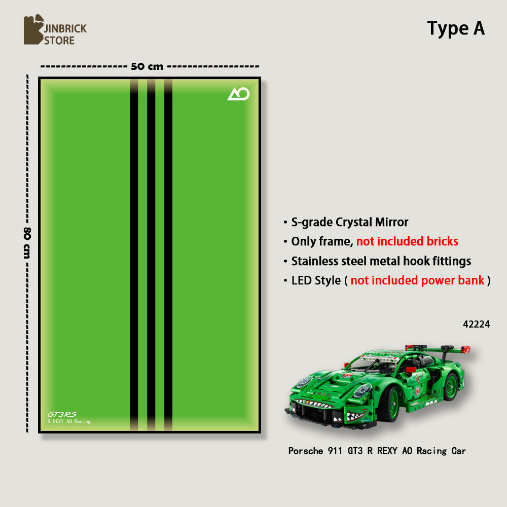Display frame For Lego Technic 42224 Porsche 911 GT3 R REXY AO Racing Car