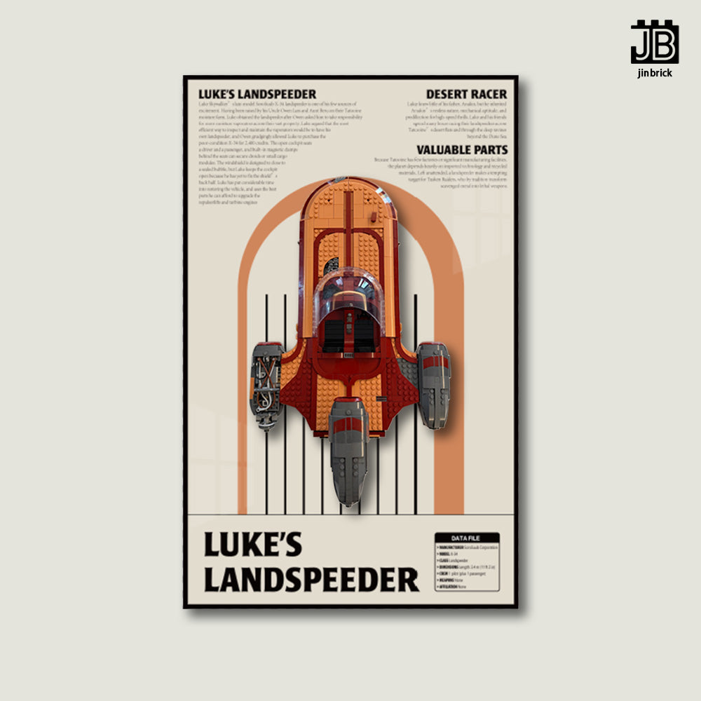 Display Wall frame For LEGO® 75341 Star Wars™  Luke Skywalker’s Landspeeder™