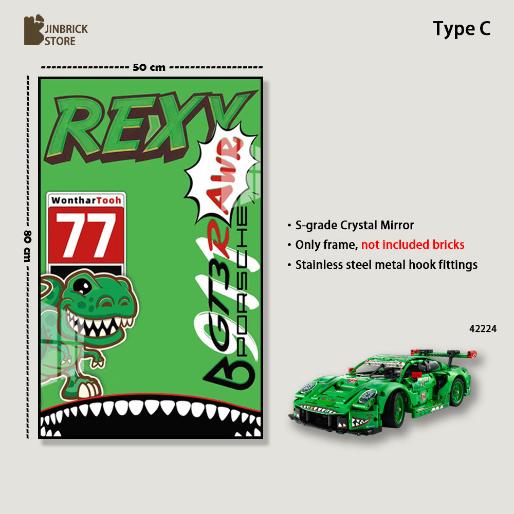 Display frame For Lego Technic 42224 Porsche 911 GT3 R REXY AO Racing Car