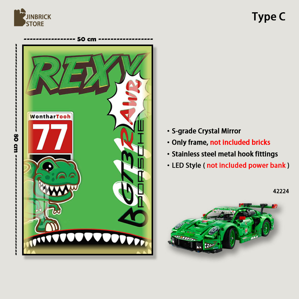 Display frame For Lego Technic 42224 Porsche 911 GT3 R REXY AO Racing Car