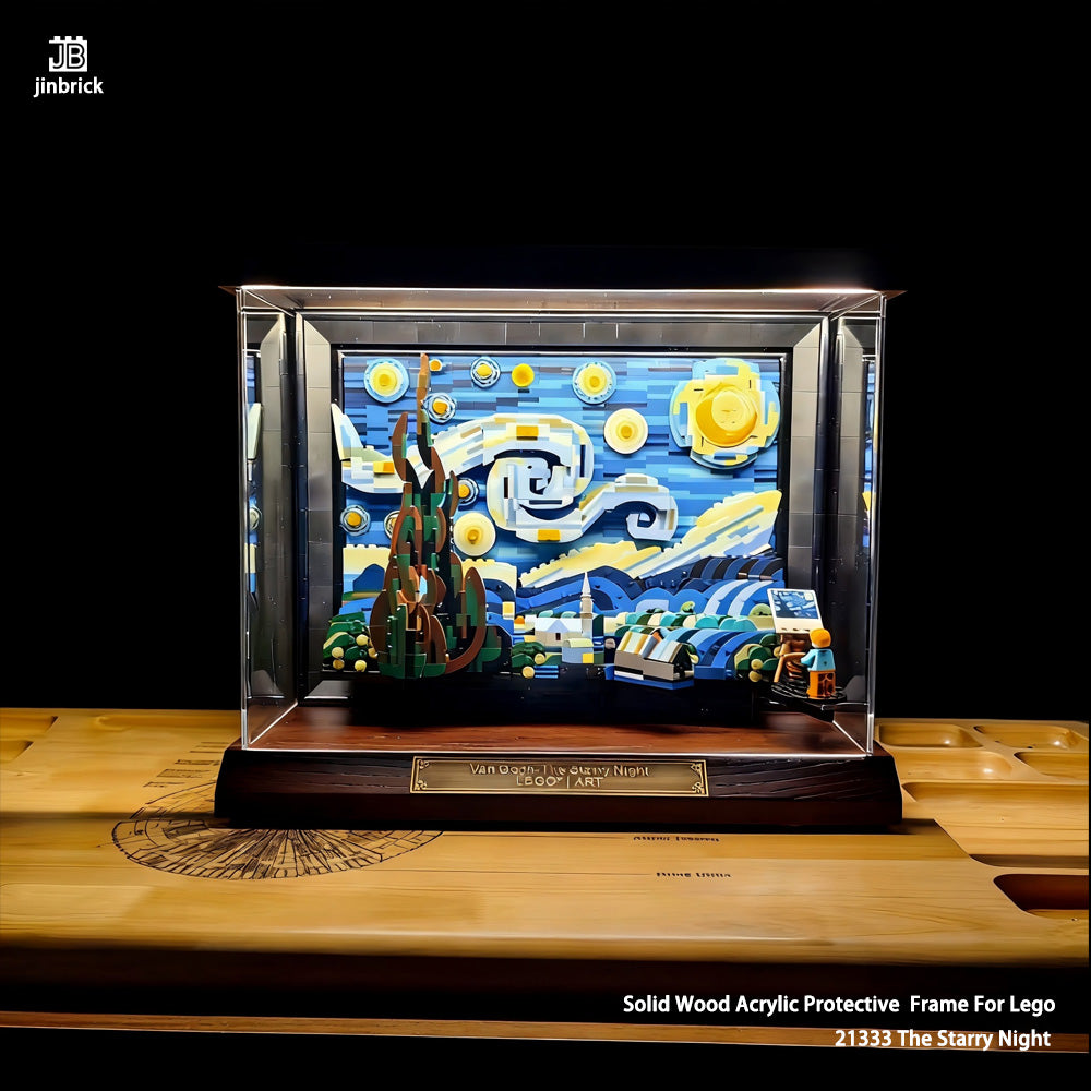 Solid Wood Acrylic Protective Frame For Lego 21333 Vincent van Gogh - The Starry Night