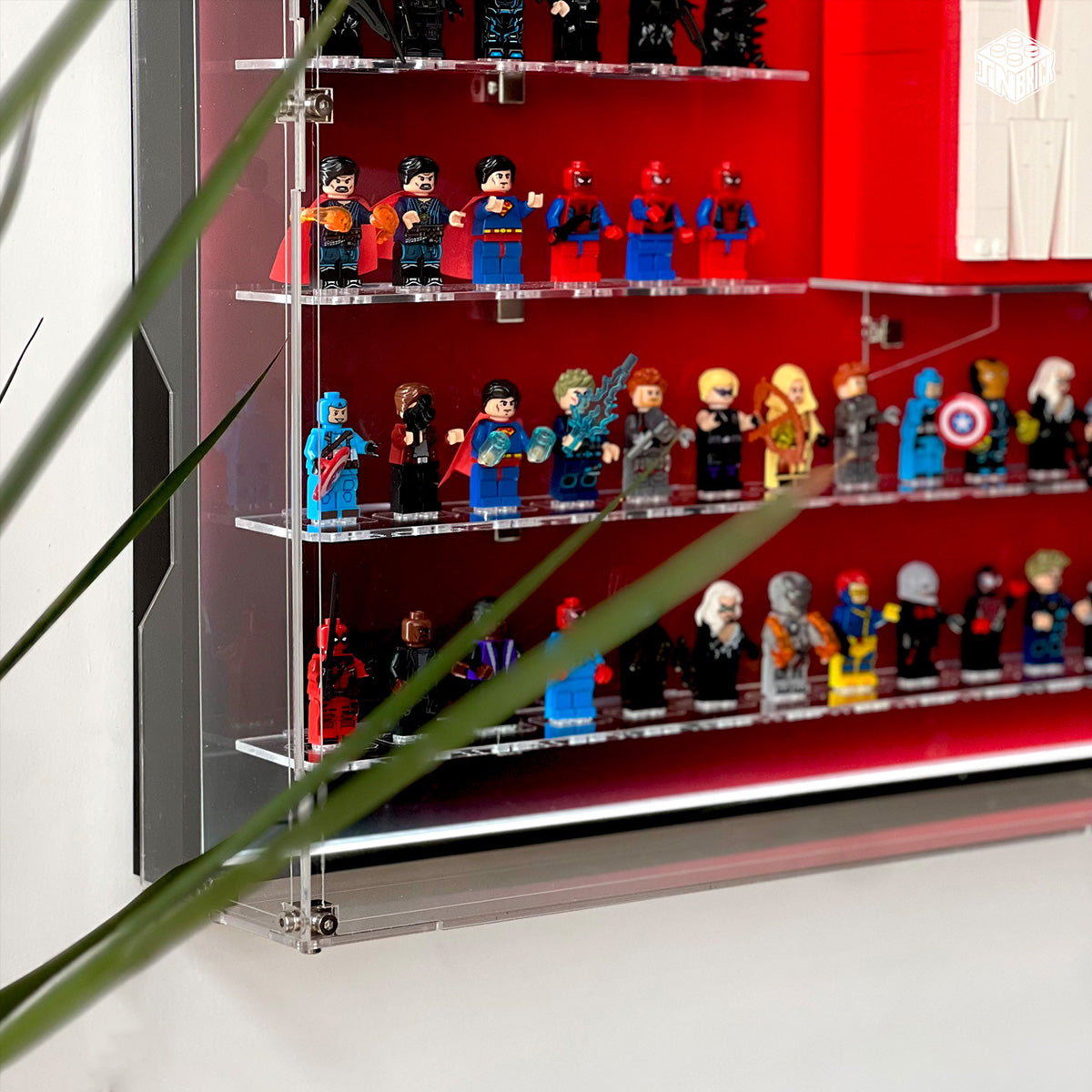 Wall mounted Display Case for lego Marvel Brick-Built Logo & Marvel Minifigure